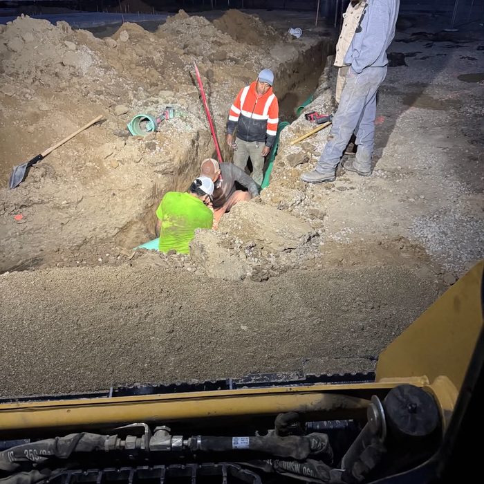 Crew continuing utility work into the evening